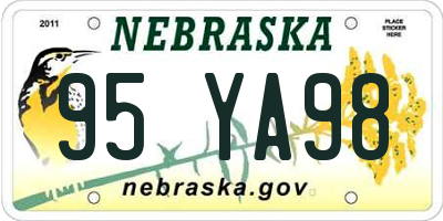 NE license plate 95YA98