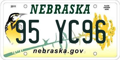 NE license plate 95YC96