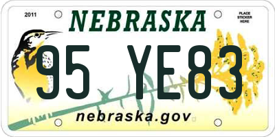 NE license plate 95YE83