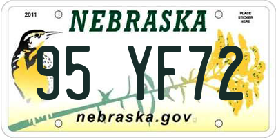 NE license plate 95YF72