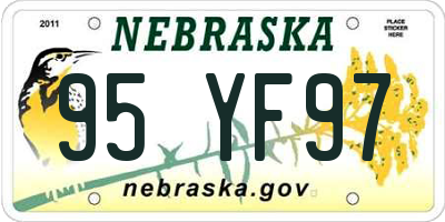 NE license plate 95YF97