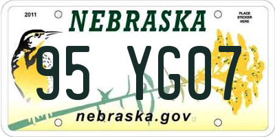 NE license plate 95YG07