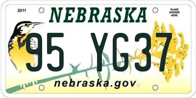 NE license plate 95YG37