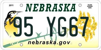 NE license plate 95YG67