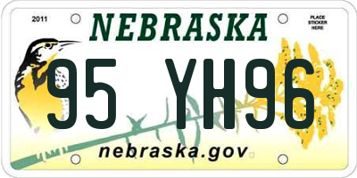 NE license plate 95YH96