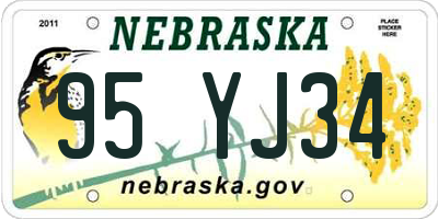NE license plate 95YJ34