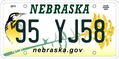 NE license plate 95YJ58