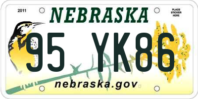 NE license plate 95YK86