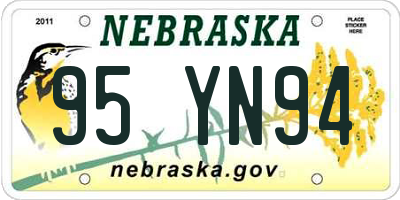 NE license plate 95YN94