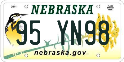 NE license plate 95YN98