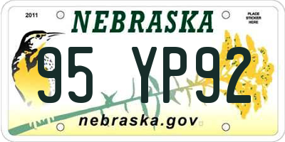NE license plate 95YP92