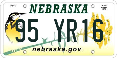 NE license plate 95YR16