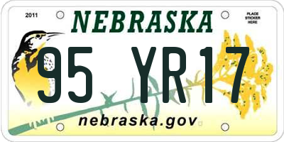 NE license plate 95YR17