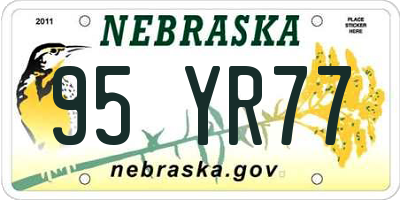 NE license plate 95YR77