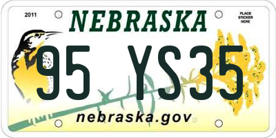 NE license plate 95YS35