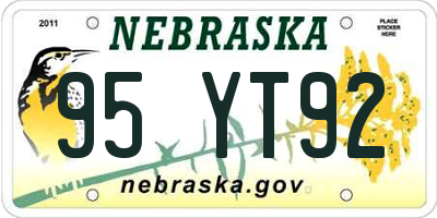 NE license plate 95YT92