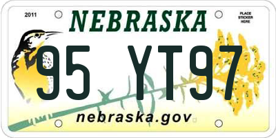 NE license plate 95YT97