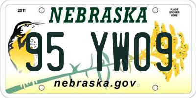 NE license plate 95YW09
