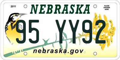 NE license plate 95YY92