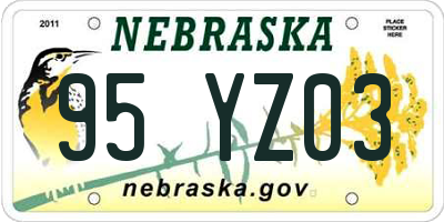 NE license plate 95YZ03