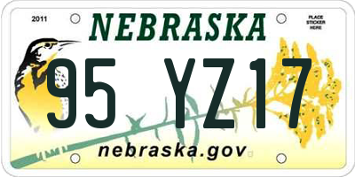 NE license plate 95YZ17