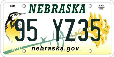NE license plate 95YZ35