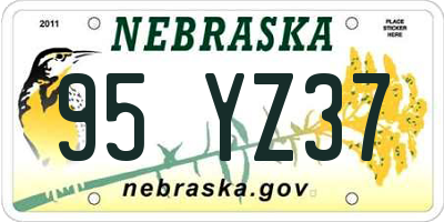 NE license plate 95YZ37