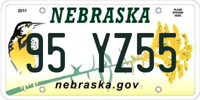 NE license plate 95YZ55