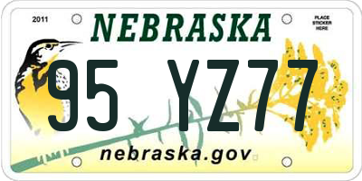 NE license plate 95YZ77