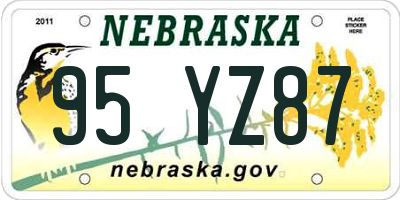 NE license plate 95YZ87