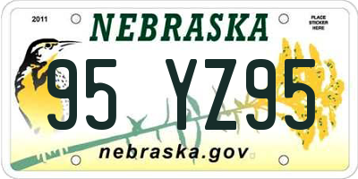 NE license plate 95YZ95