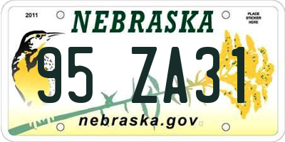 NE license plate 95ZA31