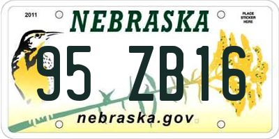 NE license plate 95ZB16