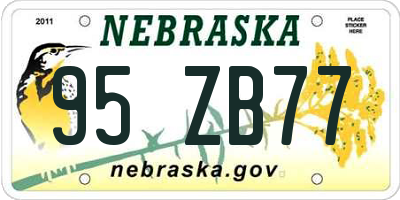 NE license plate 95ZB77