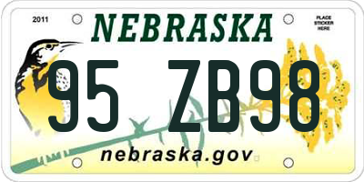 NE license plate 95ZB98