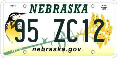 NE license plate 95ZC12