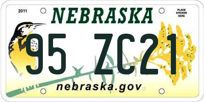 NE license plate 95ZC21