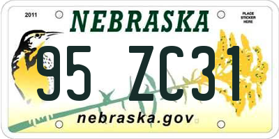 NE license plate 95ZC31