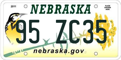 NE license plate 95ZC35