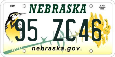 NE license plate 95ZC46