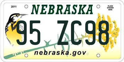 NE license plate 95ZC98