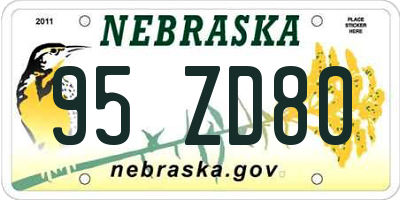 NE license plate 95ZD80