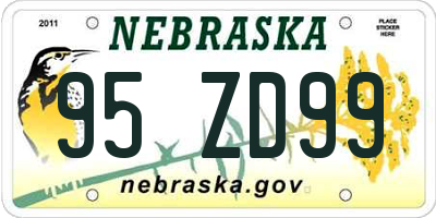 NE license plate 95ZD99