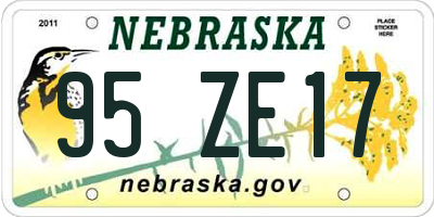 NE license plate 95ZE17