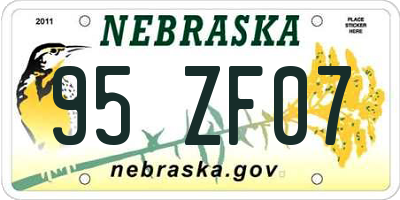 NE license plate 95ZF07