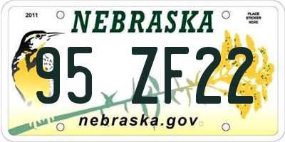 NE license plate 95ZF22