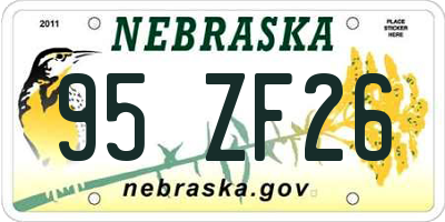 NE license plate 95ZF26