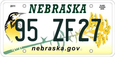 NE license plate 95ZF27