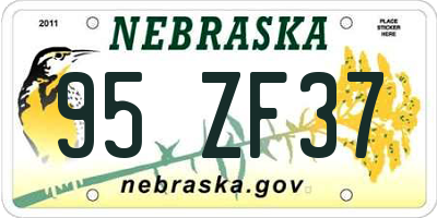 NE license plate 95ZF37