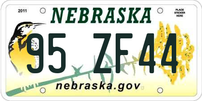 NE license plate 95ZF44
